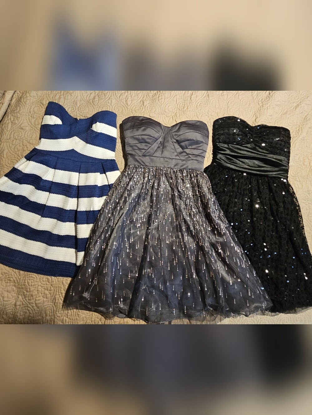 3 Junior Small Strapless Dresses